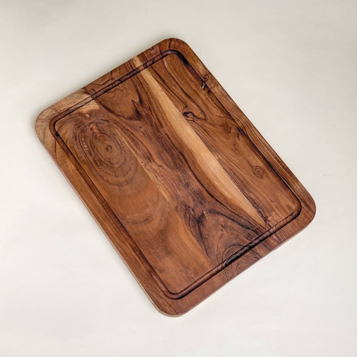 Acacia Wood Rectangle Butcher Block w/ Juice Groove
