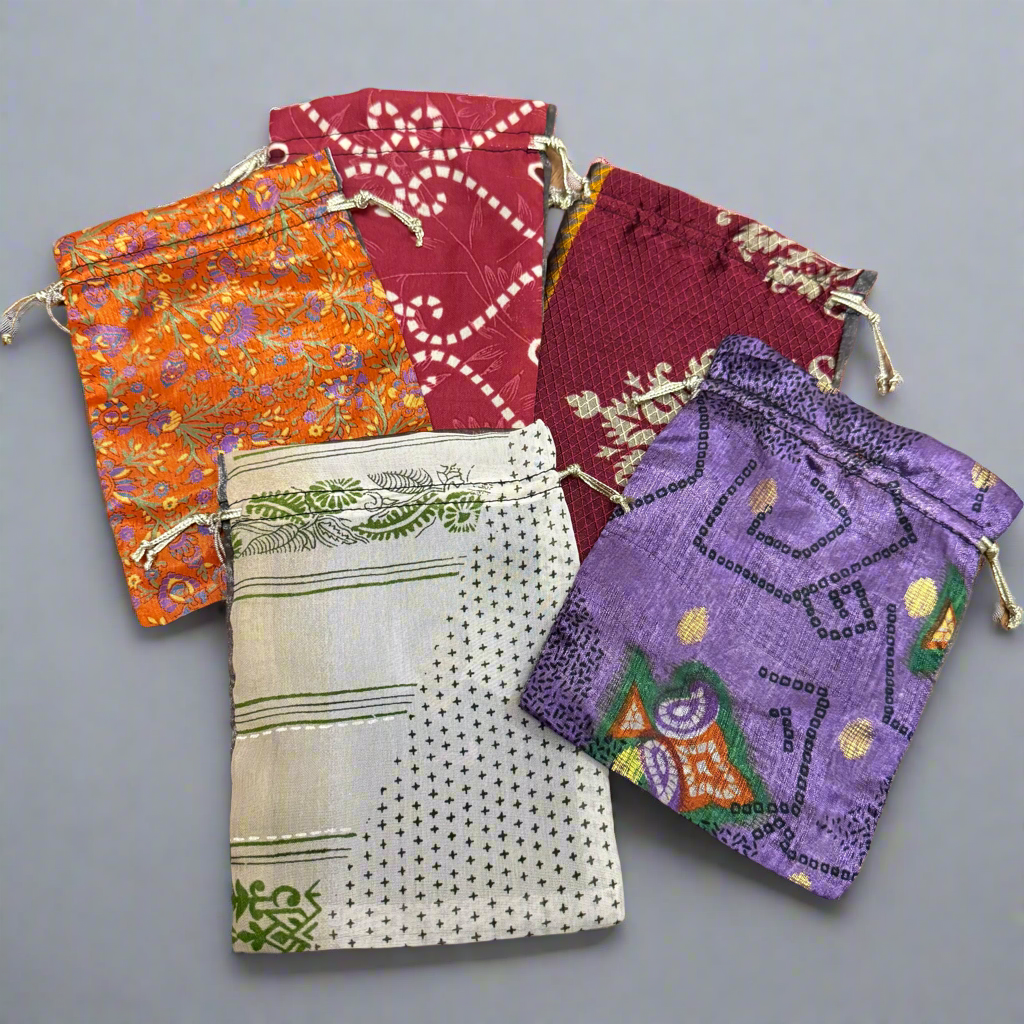Upcycled Sari Gift Bags (Set of 5 Small)