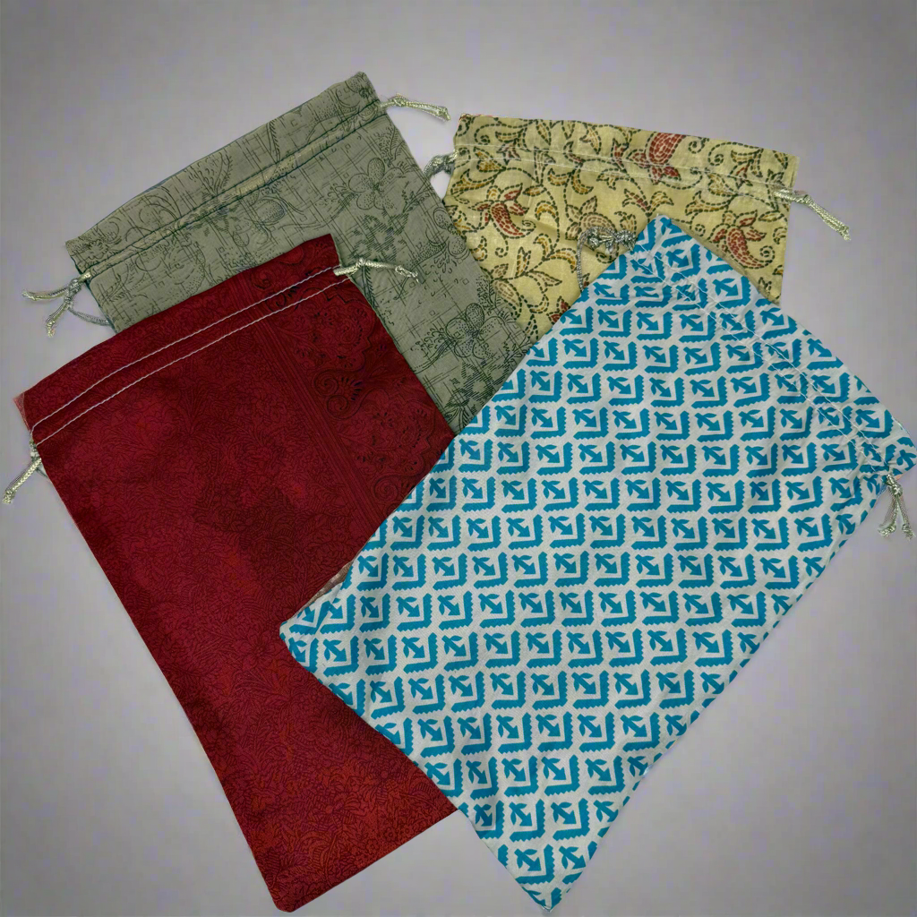 Upcycled Sari Gift Bags (Set of 4 Medium)