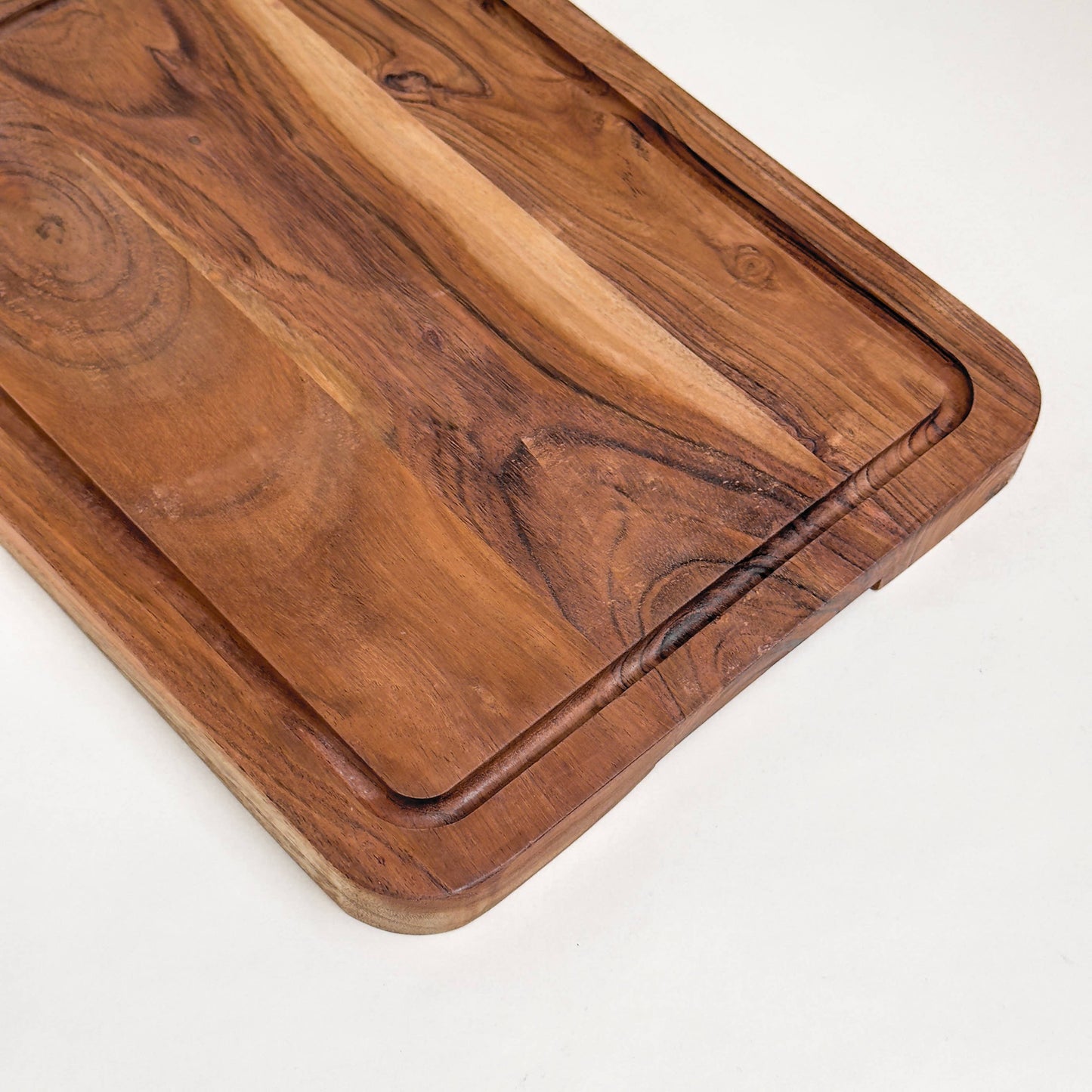 Acacia Wood Rectangle Butcher Block w/ Juice Groove