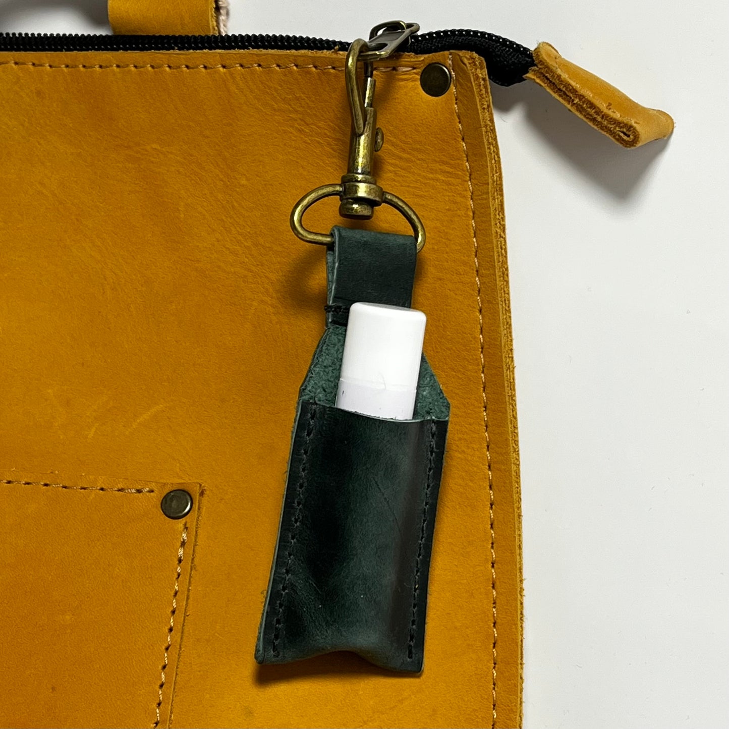 Leather Lip Balm Keychain