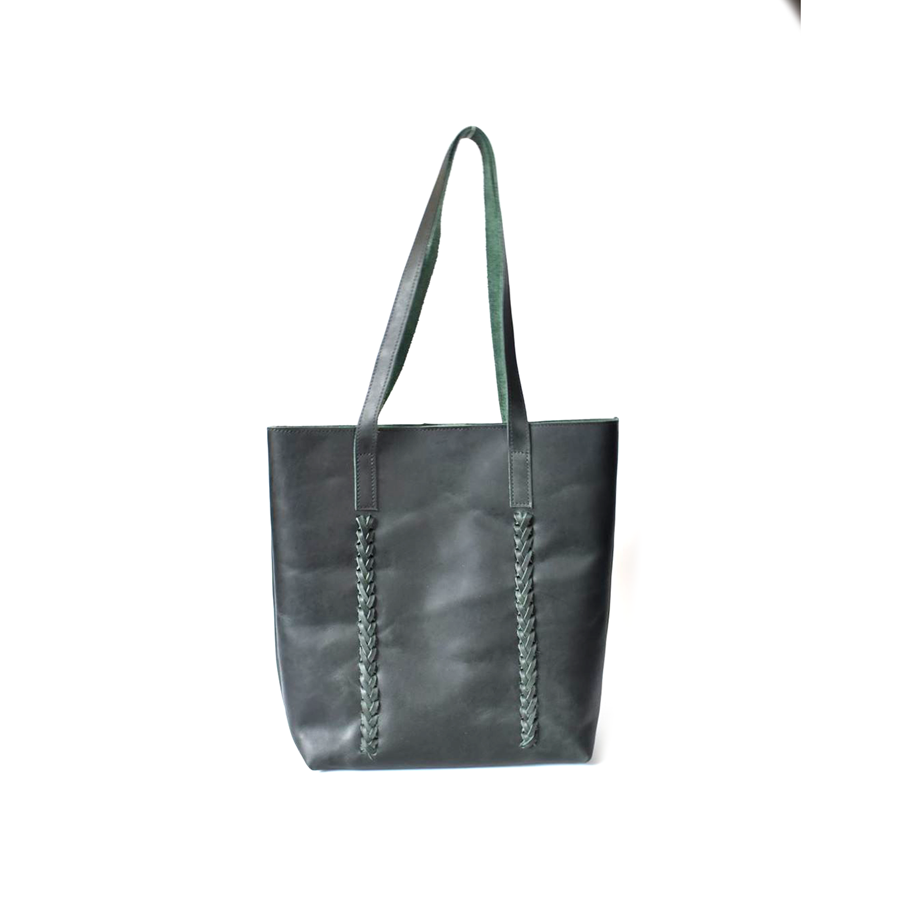 Maria Braided Tote-Emerald