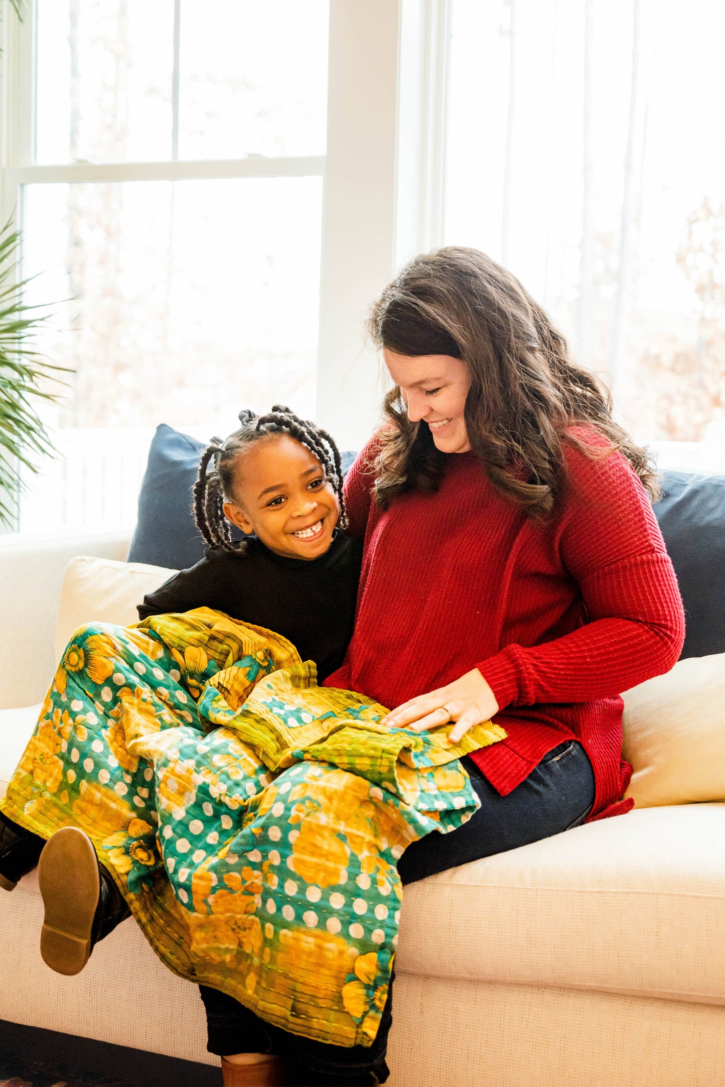 Mini Kantha Throw Blanket