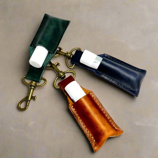 Leather Lip Balm Keychain