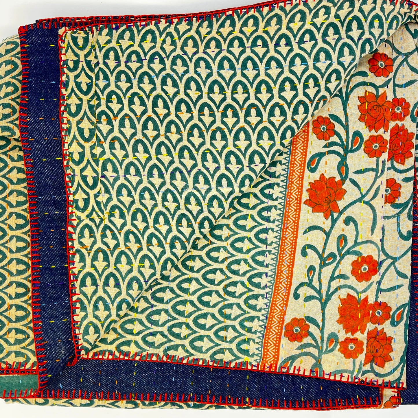 Denim and Kantha Quilt