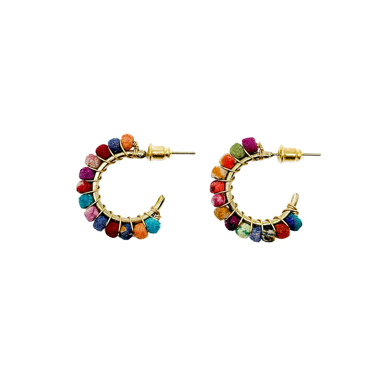 Sari Bead Mini Hoops