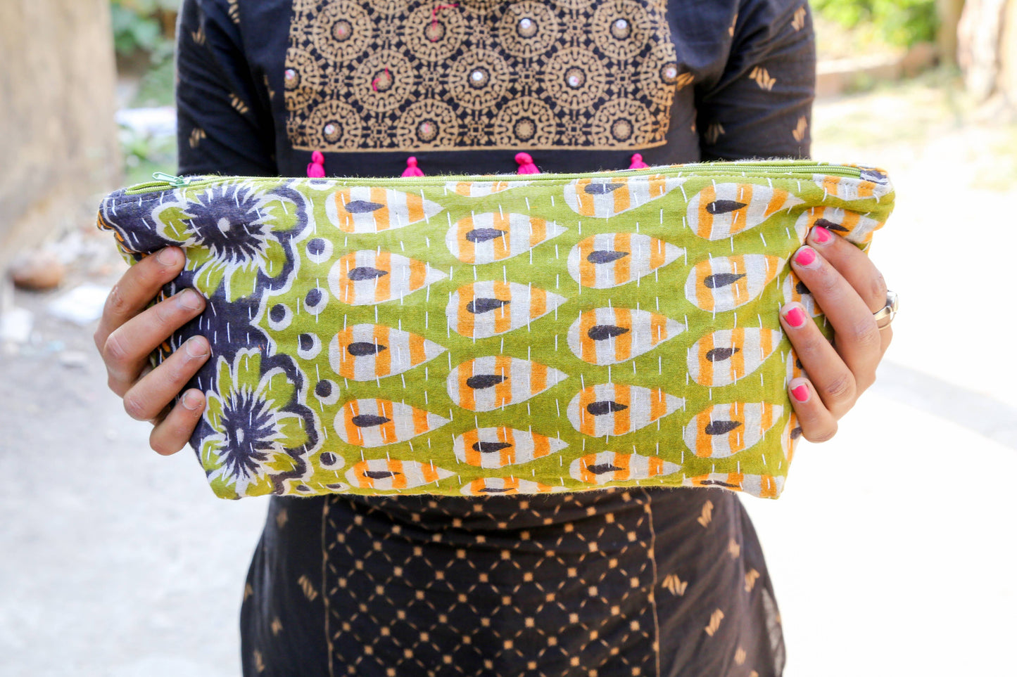 Kantha Cosmetic Bag-Extra Large