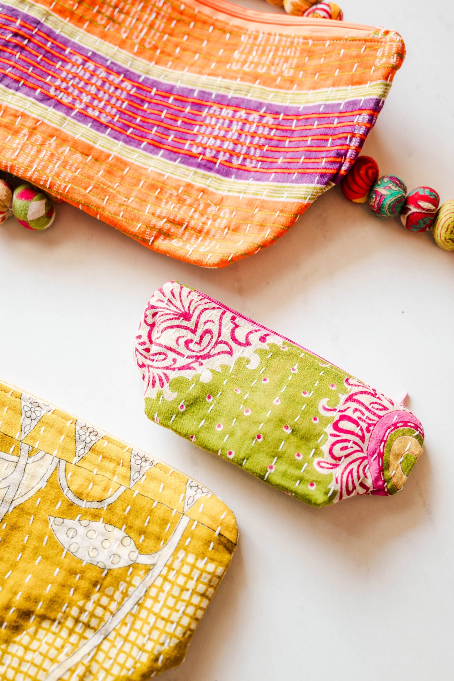 Kantha Cosmetic Pouch Bundle (Small, Medium and Large)