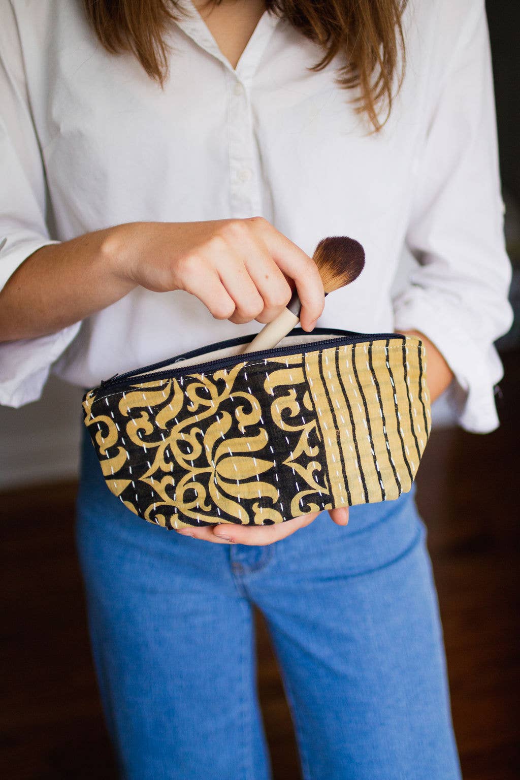 Kantha Cosmetic Bag-Medium