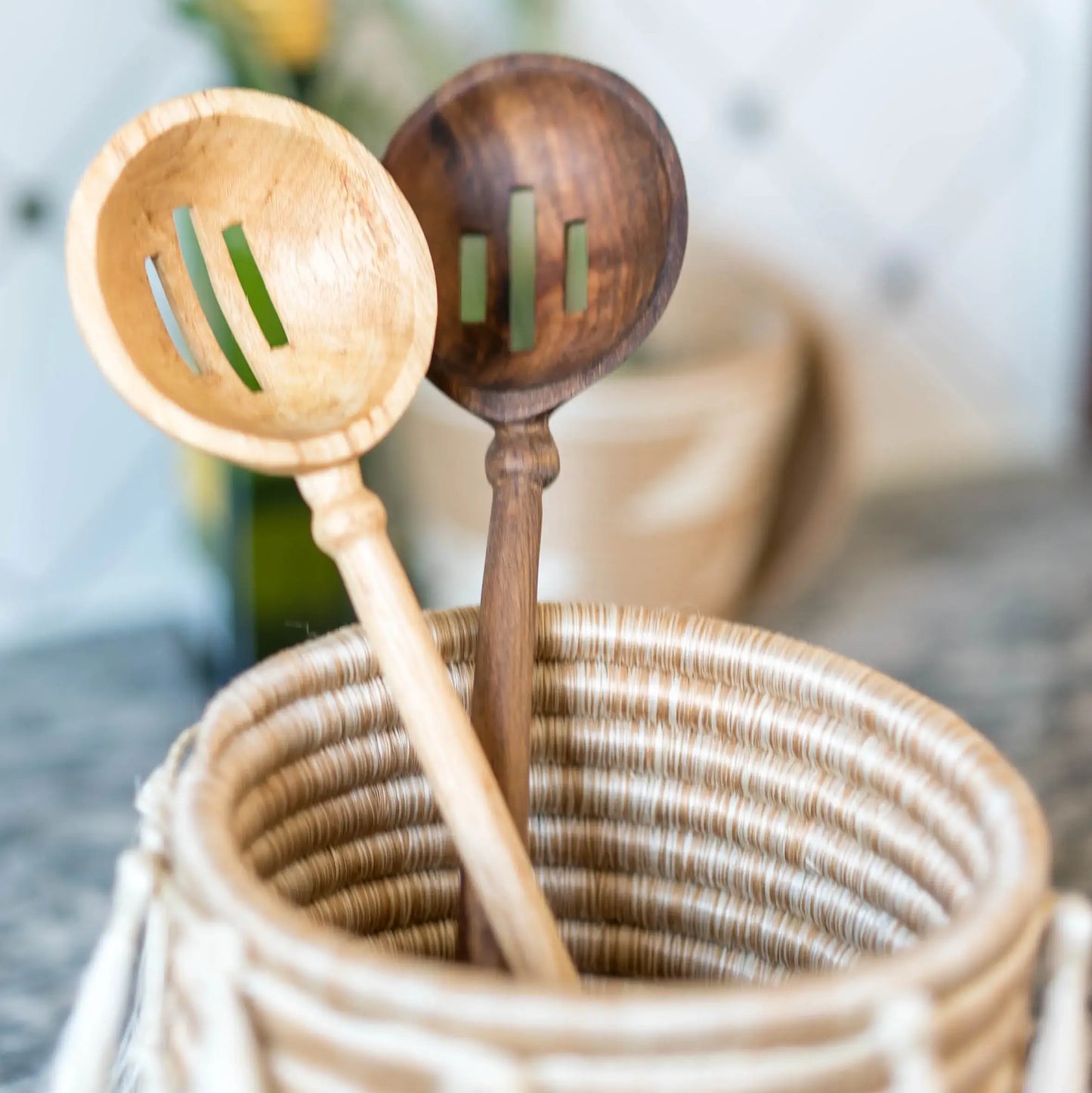 Hand Carved Wooden Slotted Spoon