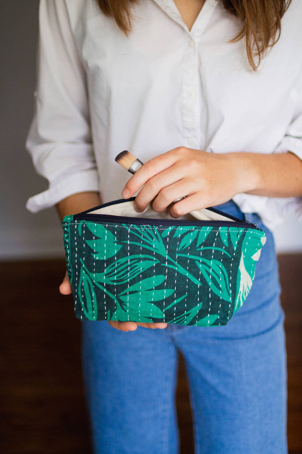 Kantha Cosmetic Bag-Medium